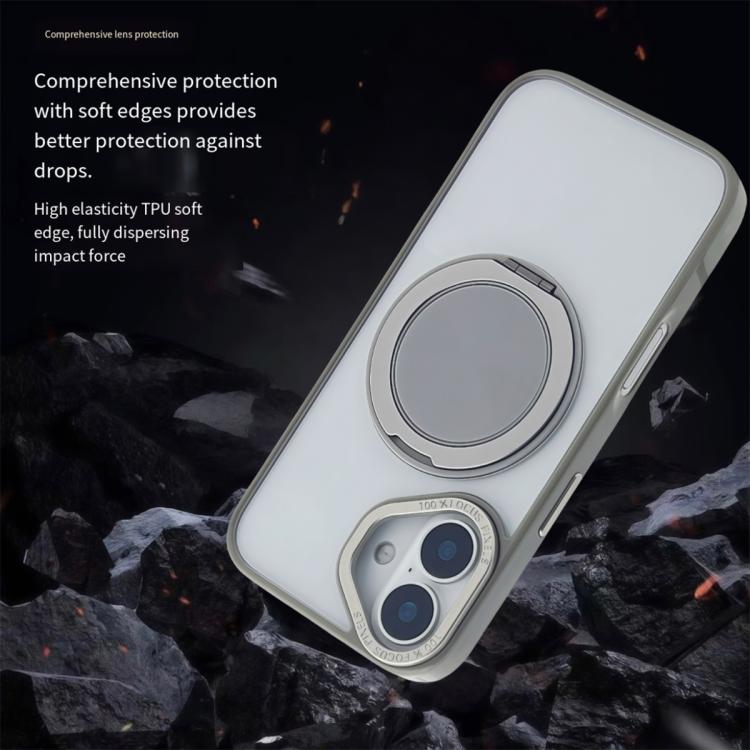Funda MagSafe semitransparente con rotación de 360 grados para iPhone 16 (gris)