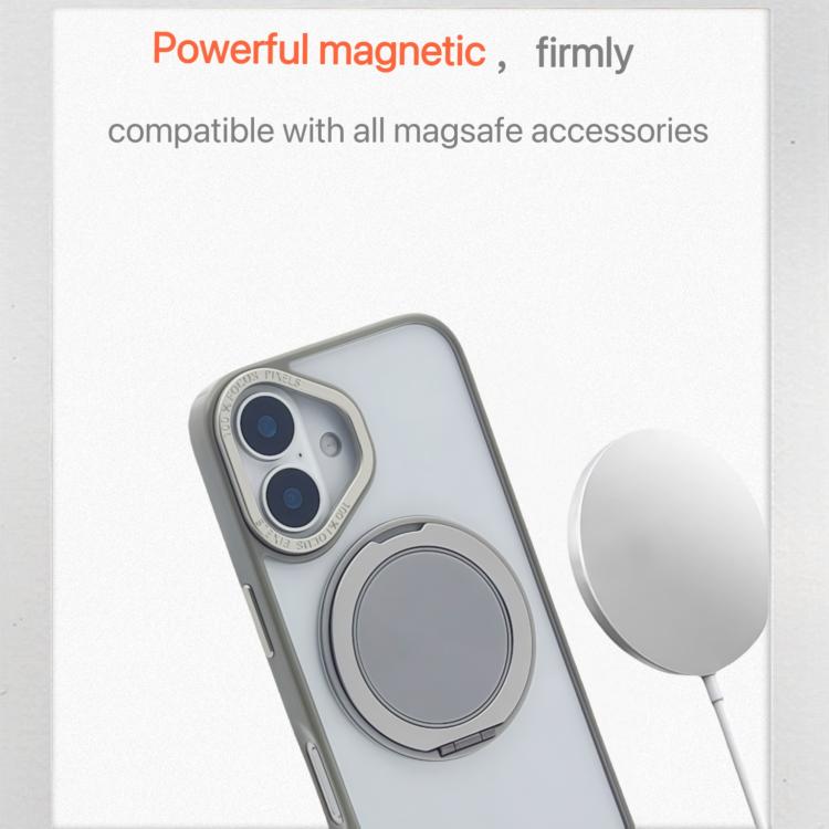Funda MagSafe semitransparente con rotación de 360 grados para iPhone 16 (gris)
