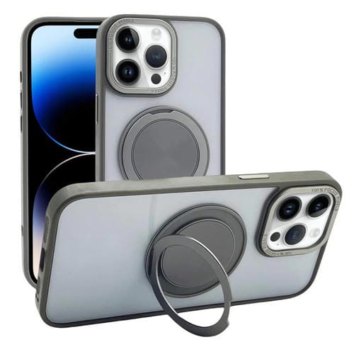 Funda MagSafe semitransparente con rotación de 360 grados para iPhone 14 Pro (gris)