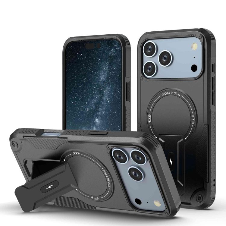 Funda híbrida de TPU y PC con soporte Magsafe para iPhone 17 Pro Max (negro)