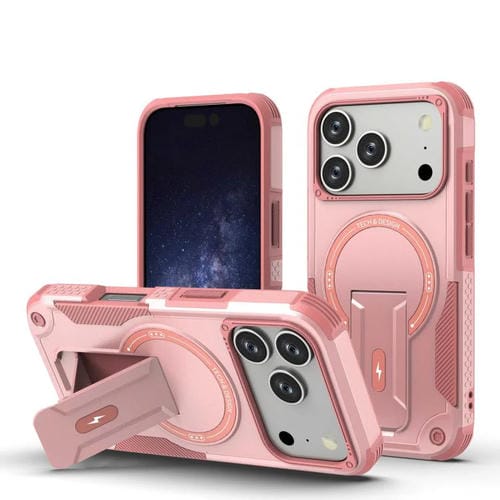 Funda híbrida de TPU y PC con soporte Magsafe para iPhone 17 Pro (rosa)