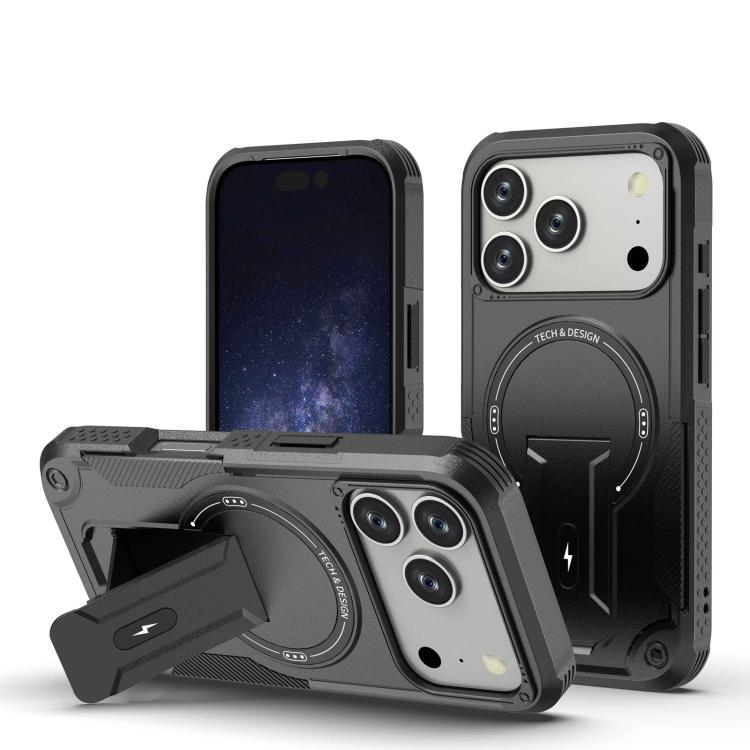 Funda híbrida de TPU y PC con soporte Magsafe para iPhone 17 Pro (negro)