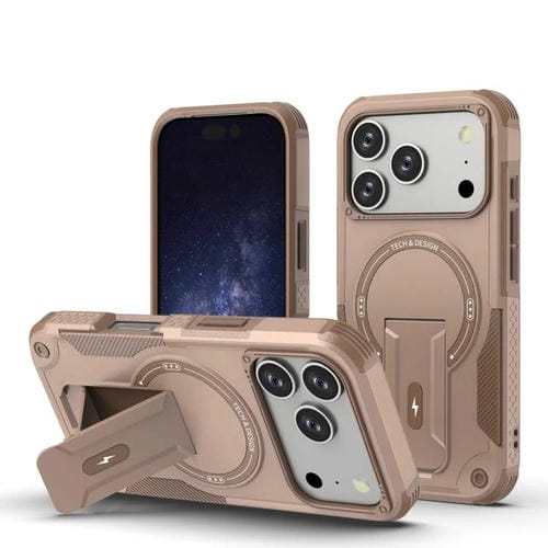 Funda híbrida de TPU y PC con soporte Magsafe para iPhone 17 Pro (dorado desierto)
