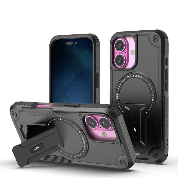 Funda híbrida de TPU y PC con soporte Magsafe para iPhone 17 (negro)