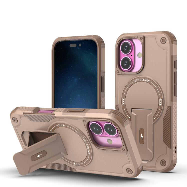 Funda híbrida de TPU y PC con soporte Magsafe para iPhone 17 (dorado desierto)