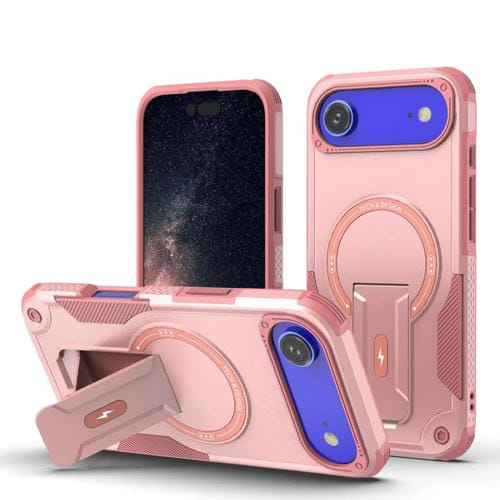 Funda híbrida de TPU y PC con soporte Magsafe para iPhone 17 Air Armor (rosa)