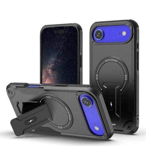 Funda híbrida de TPU y PC con soporte Magsafe para iPhone 17 Air Armor (negro)