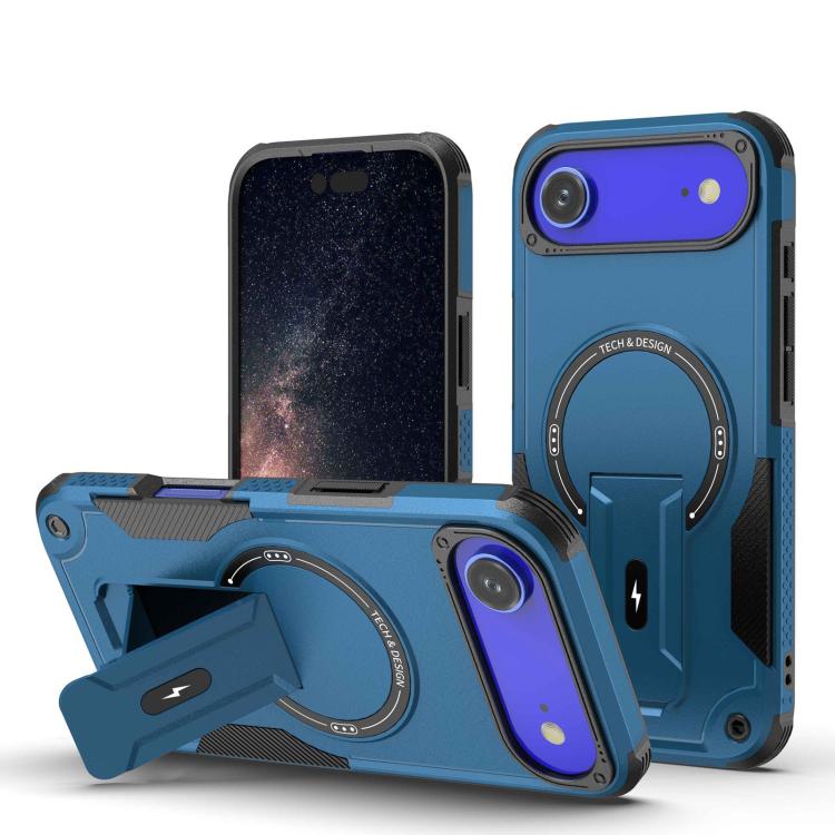 Funda híbrida de TPU y PC con soporte Magsafe para iPhone 17 Air Armor (azul oscuro)