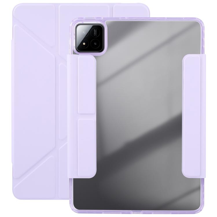 Funda de cuero acrílico deformable con doble cierre magnético desmontable para Xiaomi Pad 7/7 Pro (morado taro)