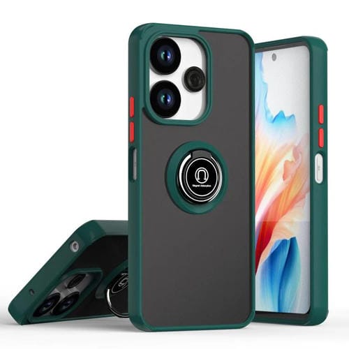 Funda de TPU + PC con anillo para Redmi 13 4G / Note 13R 5G Q Shadow 1 Series (verde oscuro)