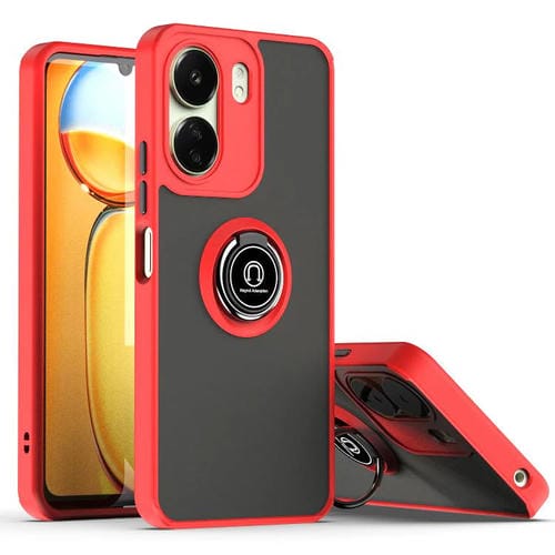 Funda de TPU + PC con anillo para Redmi 13C 4G Q Shadow 1 Series (roja)