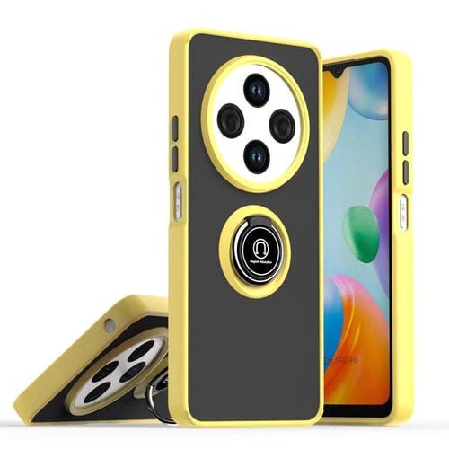 Funda de TPU + PC con anillo para Redmi 14C 4G Q Shadow 1 Series (amarilla)