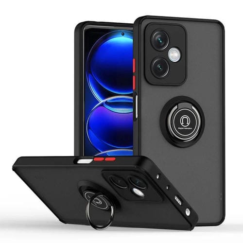 Funda de TPU + PC con anillo para Redmi Note 12 5G Global Q Shadow 1 Series (negro y rojo)