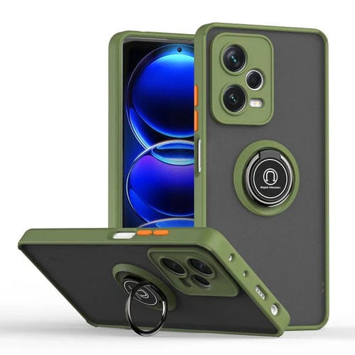 Funda de TPU + PC con anillo para Redmi Note 12 Pro 5G Global Q Shadow 1 Series (verde militar)