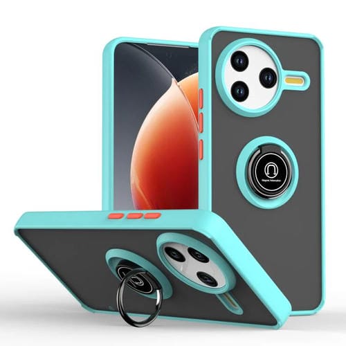 Funda de TPU + PC con anillo para Redmi K80 / Poco F7 Pro Q Shadow 1 Series (azul cielo)