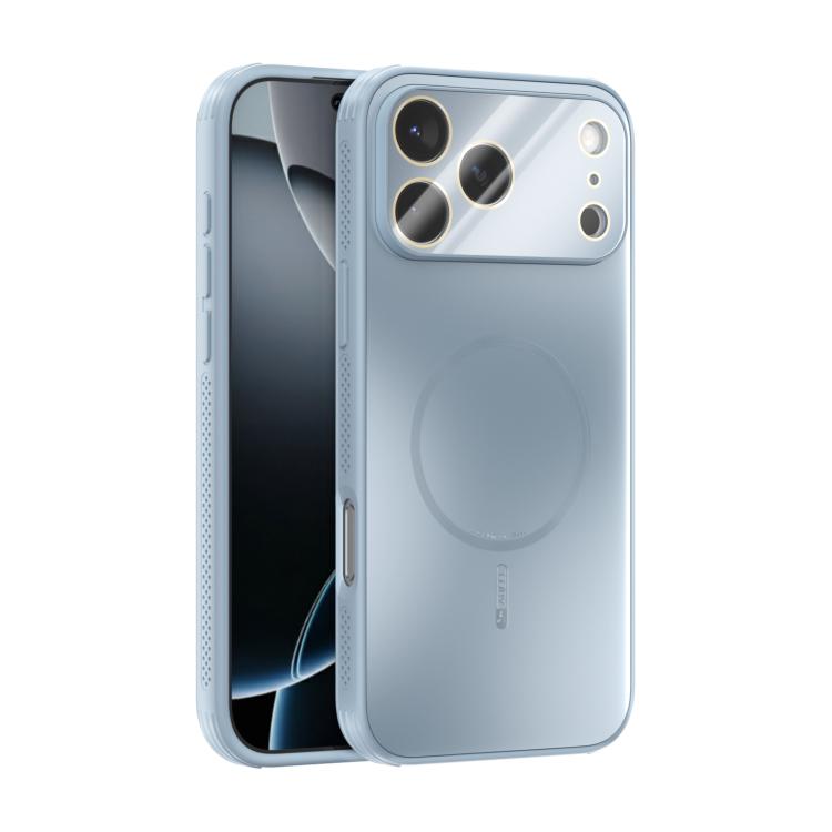 Funda ABEEL MagSafe esmerilada con disipación de calor y película para lente para iPhone 17 Pro Max (azul claro)