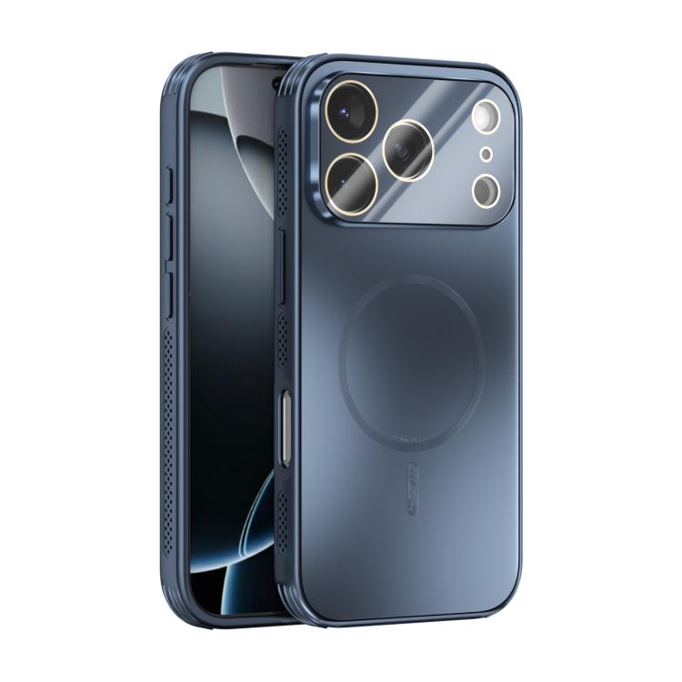 Funda ABEEL MagSafe esmerilada con disipación de calor y película para lente para iPhone 17 Pro (azul oscuro)
