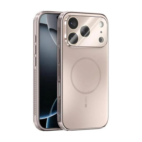 Funda ABEEL MagSafe esmerilada con disipación de calor y película para lente para iPhone 17 Pro (oro rosa)
