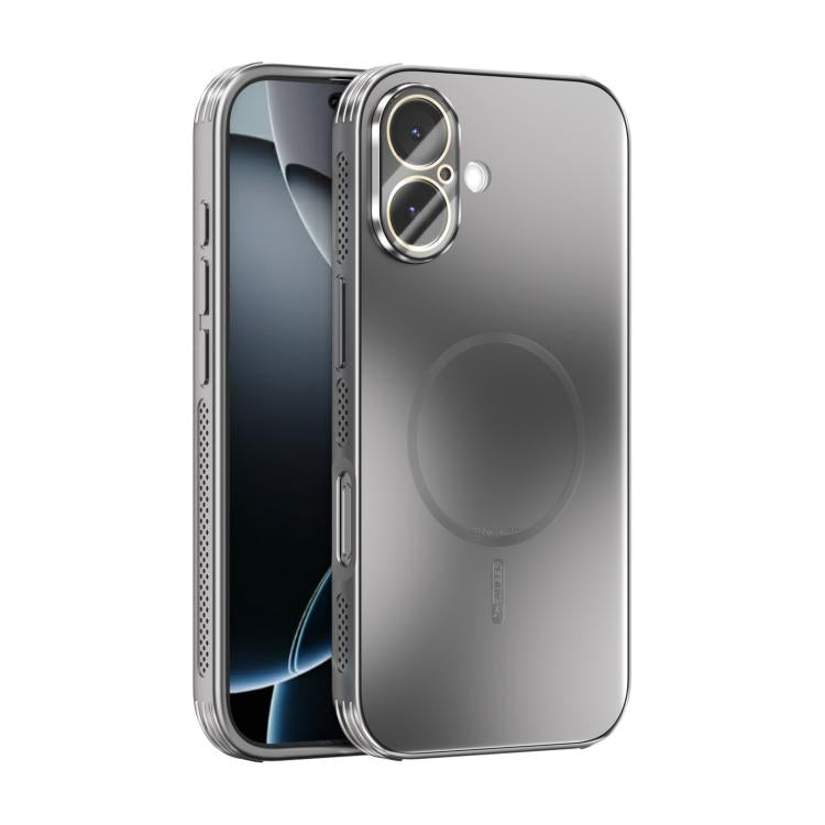 Funda ABEEL MagSafe esmerilada con disipación de calor y película para lente para iPhone 17 (plateada)