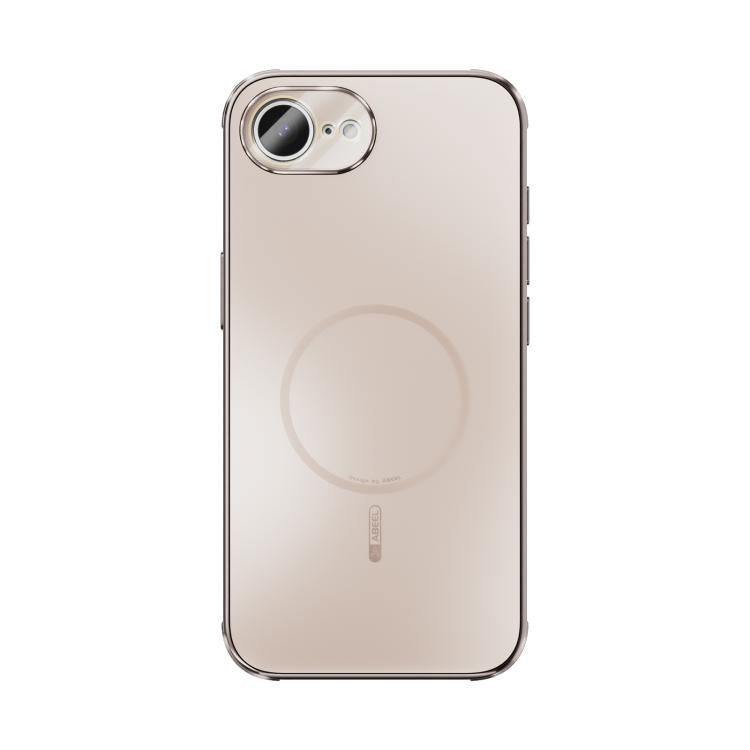 Funda ABEEL MagSafe esmerilada con disipación de calor y película para lente para iPhone 16e (oro rosa)