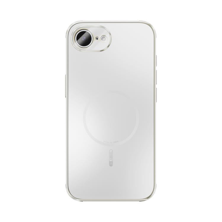Funda ABEEL MagSafe esmerilada con disipación de calor y película para lente para iPhone 16e (blanca)
