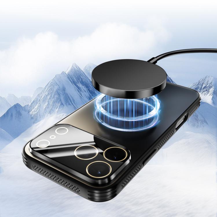 Funda ABEEL MagSafe esmerilada con disipación de calor y película para lente para iPhone 16e (azul claro)