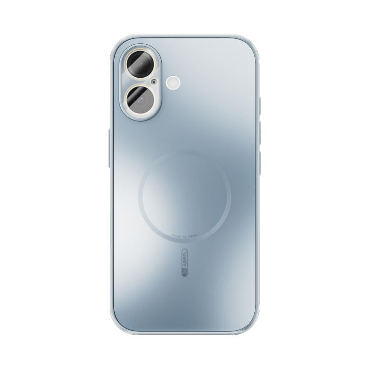 Funda ABEEL MagSafe esmerilada con disipación de calor y película para lente para iPhone 16 (azul claro)