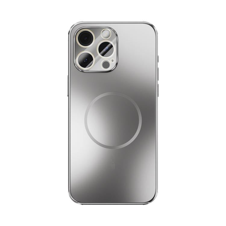 Funda ABEEL MagSafe esmerilada con disipación de calor y película para lente para iPhone 14 Pro Max (plateada)