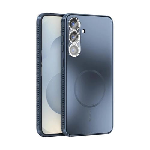 Funda ABEEL MagSafe esmerilada con disipación de calor y película para lente para Samsung Galaxy S25+ 5G (azul oscuro)