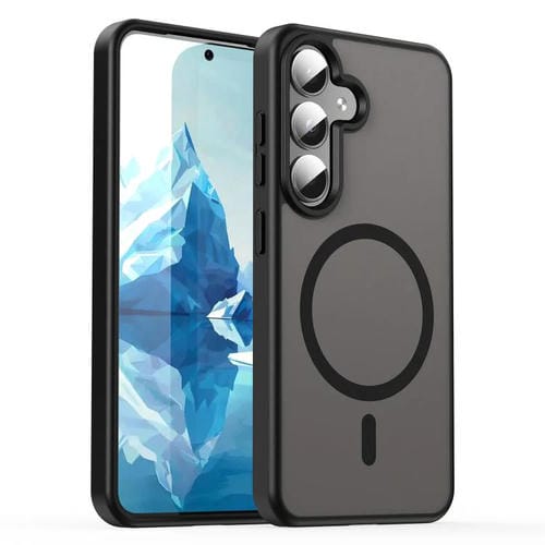 Funda híbrida de TPU translúcida con acabado mate MagSafe para Samsung Galaxy S24 5G (negro translúcido)