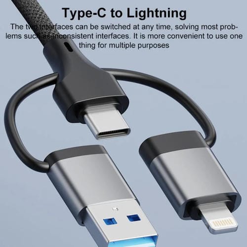 Adaptador USB Tipo C 8 pines a lector tarjetas TF SD concentrador estación acoplamiento 5 en 1 (Plateado)