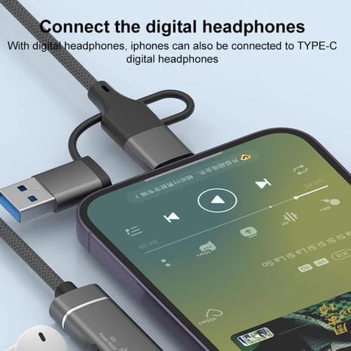 Adaptador USB Tipo C 8 pines a lector tarjetas TF SD concentrador estación acoplamiento 5 en 1 (Plateado)