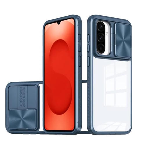 Funda deslizante de acrílico transparente + PC + TPU para Samsung Galaxy A26 5G, cobertura total (azul marino)