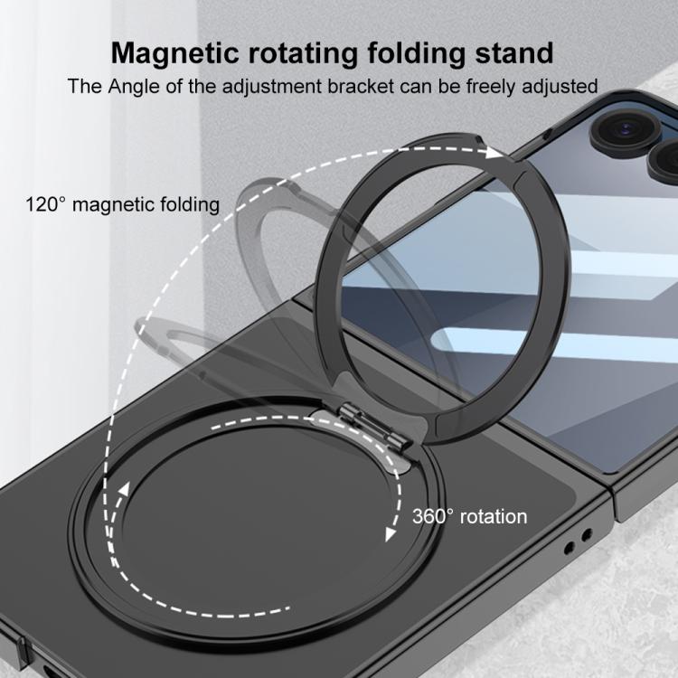 Funda para Samsung Galaxy Z Flip7 5G con galvanoplastia integrada y cobertura total, con soporte giratorio magnético (plateada)