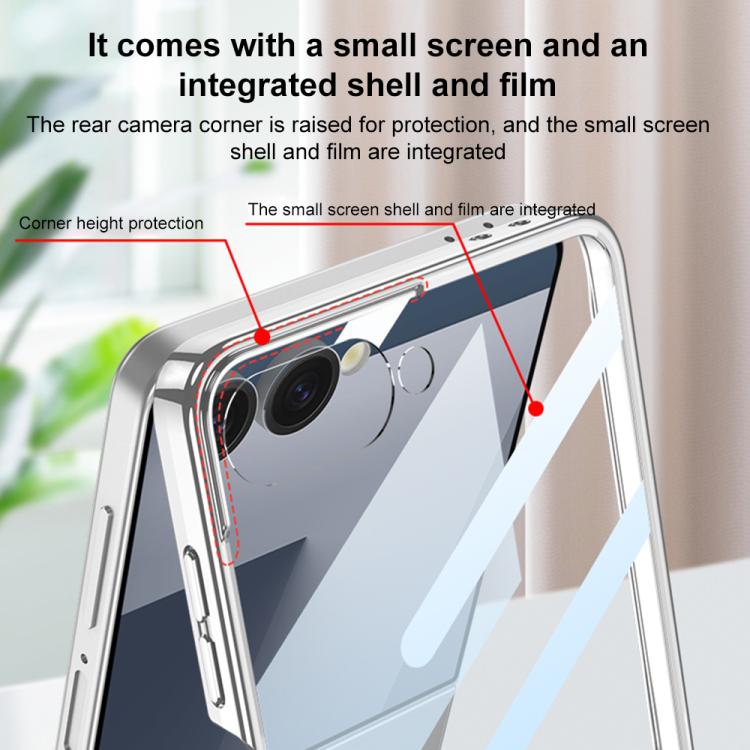 Funda para Samsung Galaxy Z Flip7 5G con galvanoplastia integrada y cobertura total, con soporte giratorio magnético (plateada)