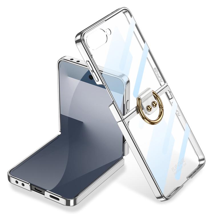 Funda para Samsung Galaxy Z Flip7 5G con galvanoplastia integrada Phantom, cobertura total y anillo (oro champán)