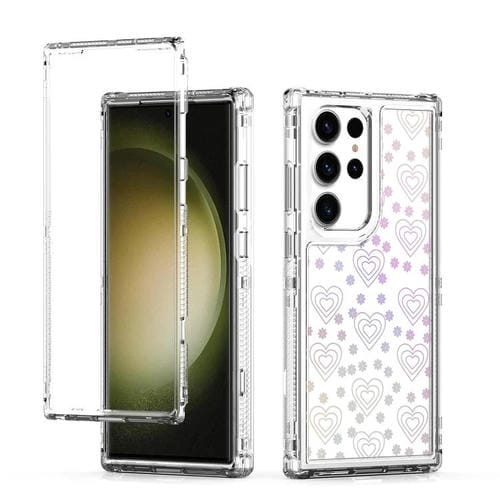 Funda de acrílico transparente con efecto láser para Samsung Galaxy S23 Ultra 5G (corazón)
