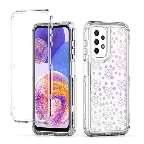 Funda de acrílico transparente con efecto láser para Samsung Galaxy A23 5G/4G (corazón)
