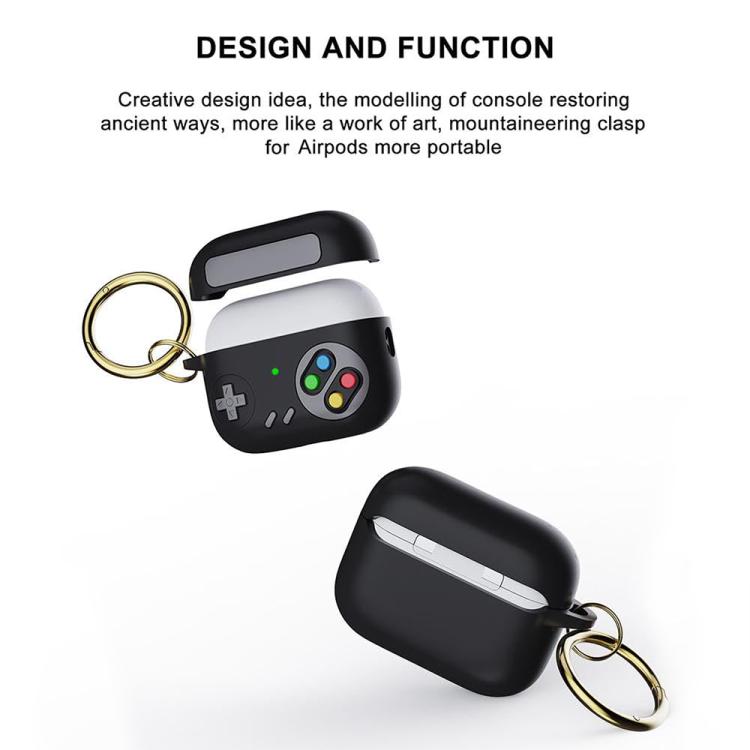 Funda protectora de silicona para auriculares AirPods 4 estilo consola de juegos retro (gris)