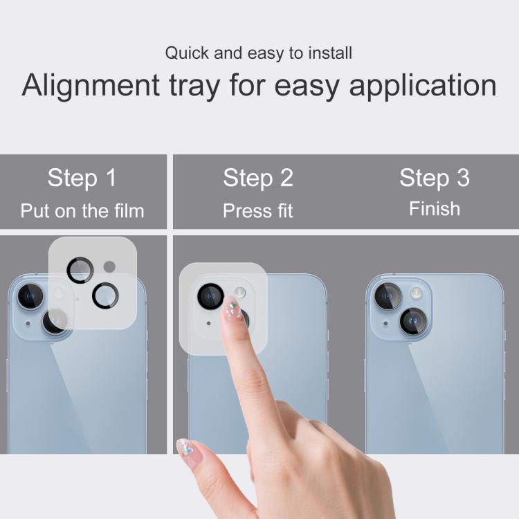 Funda para iPhone 14/14 Plus con película de cristal imak para lente de cámara trasera, versión exclusiva con autoposicionamiento