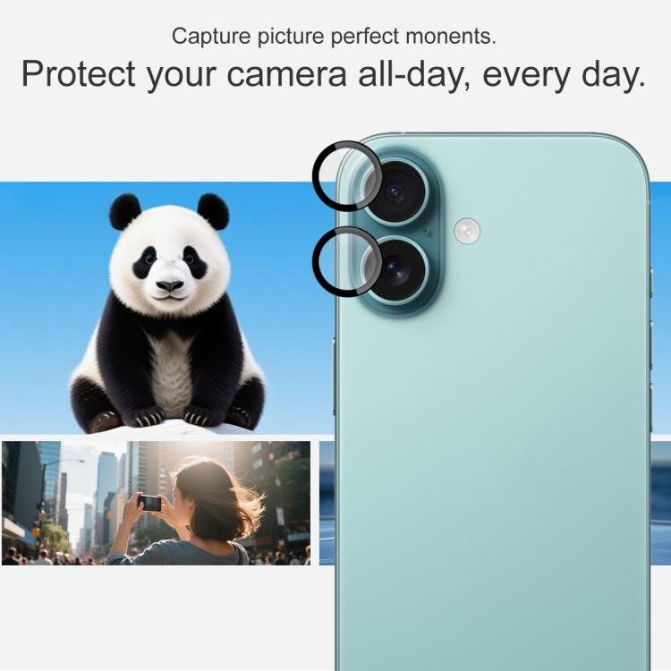 Funda para iPhone 16/16 Plus con película de cristal imak para lente de cámara trasera, versión exclusiva con autoposicionamiento