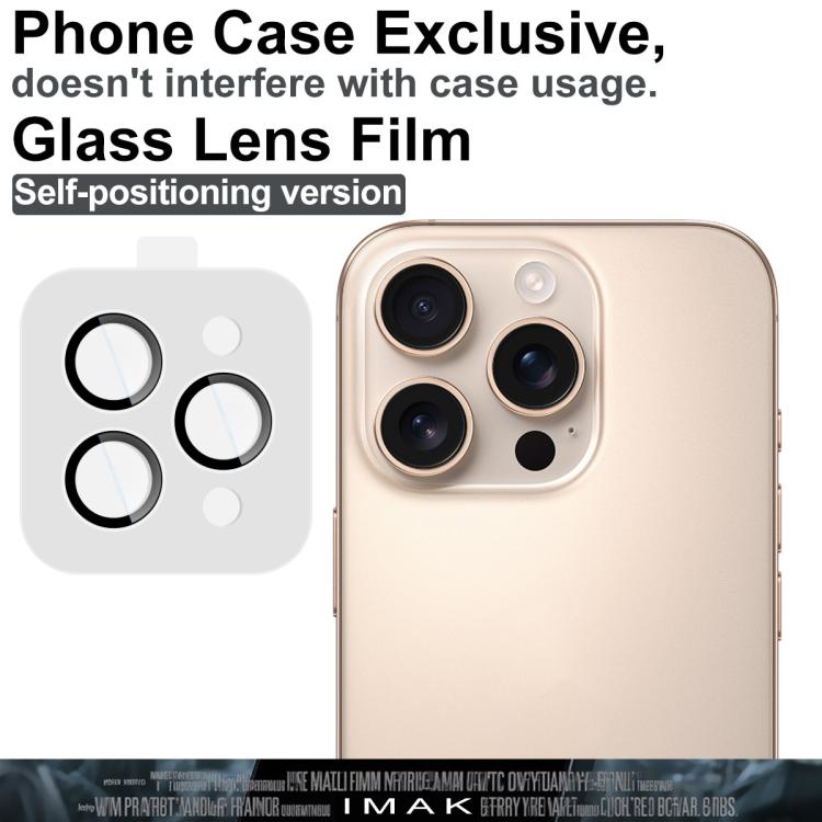 Funda para iPhone 16 Pro / 16 Pro Max con película de cristal imak para lente de cámara trasera, versión exclusiva con autoposicionamiento
