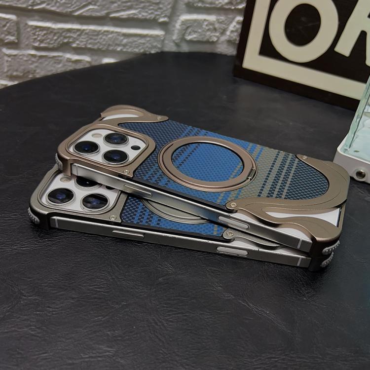 Funda de metal sin marco para iPhone 15 Pro con rotación de 360 grados y soporte MagSafe (negra)