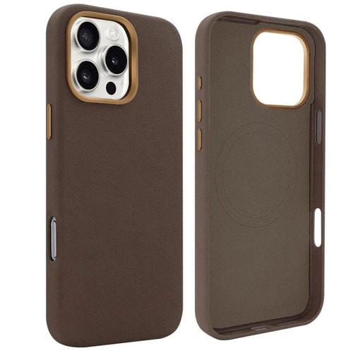 Funda VIETAO de piel sintética MagSafe de gamuza para iPhone 16 Pro Max (marrón café)