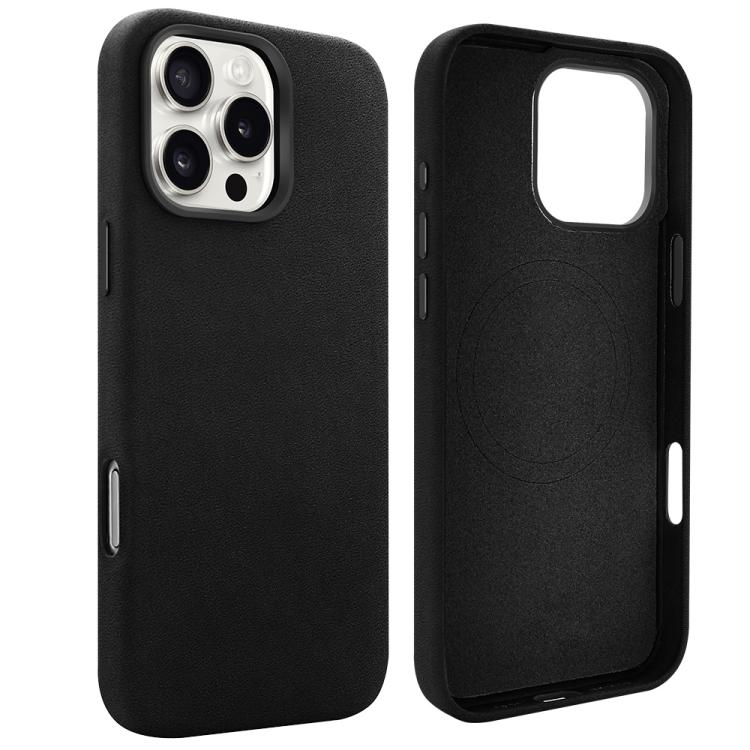 Funda VIETAO de piel sintética MagSafe de gamuza para iPhone 16 Pro Max (negra)