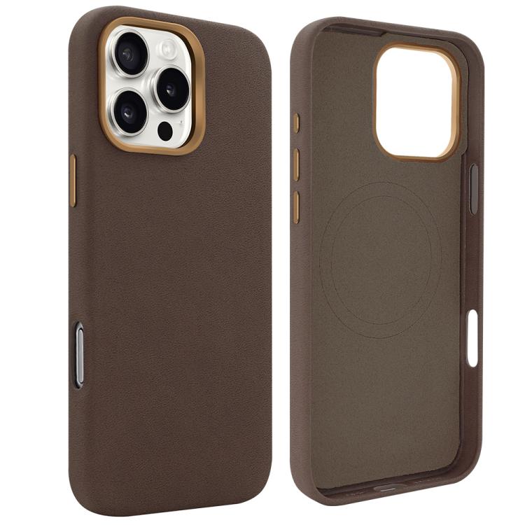 Funda VIETAO de piel sintética MagSafe de ante para iPhone 15 Pro Max (marrón café)