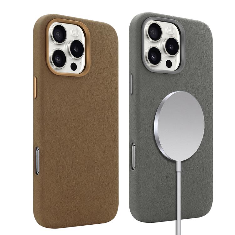 Funda VIETAO de piel sintética MagSafe de ante para iPhone 15 Pro Max (gris oscuro)