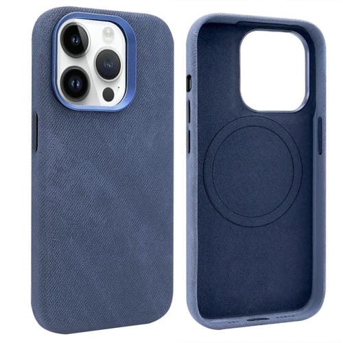 Funda VIETAO de cuero sintético con textura vaquera retro MagSafe para iPhone 14 Pro (azul oscuro)