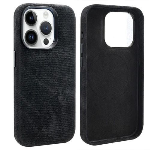 Funda VIETAO de cuero sintético con textura vaquera retro MagSafe para iPhone 13 Pro (negra)