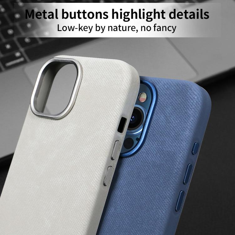 Funda VIETAO de cuero sintético con textura vaquera retro MagSafe para iPhone 15 Pro (negra)